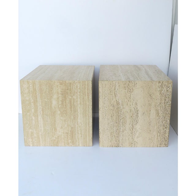 Italian Travertine Marble End Tables, Pair For Sale - Image 10 of 17