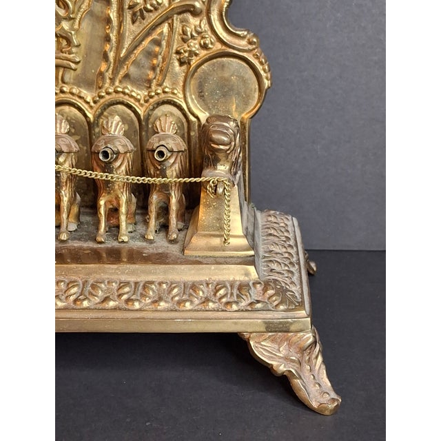 Late 19th Century Antique European Brass Lion Menorah Rare 19th Century Hinged Oil Lamp Hanukkah Chanukiah Judaica For Sale - Image 5 of 18