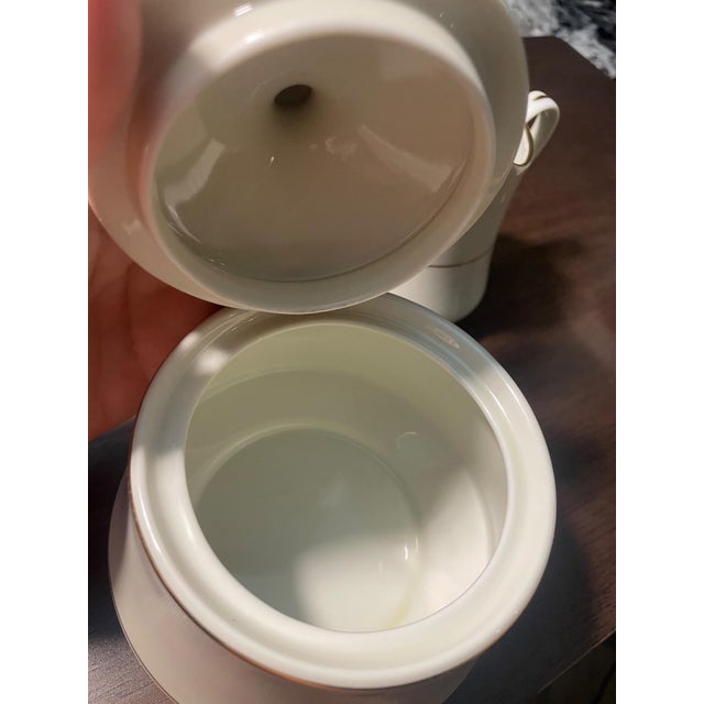 Late 20th Century Vintage Royal Limited Golden Ivory Porcelain Coffee Set 8 Pieces Made in Japan Gold Trim For Sale - Image 5 of 5