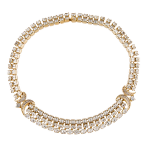 1990s Judith Leiber Collar Collier Necklace Choker Crystal Dimante Strass Vintage 24k Gold Plated