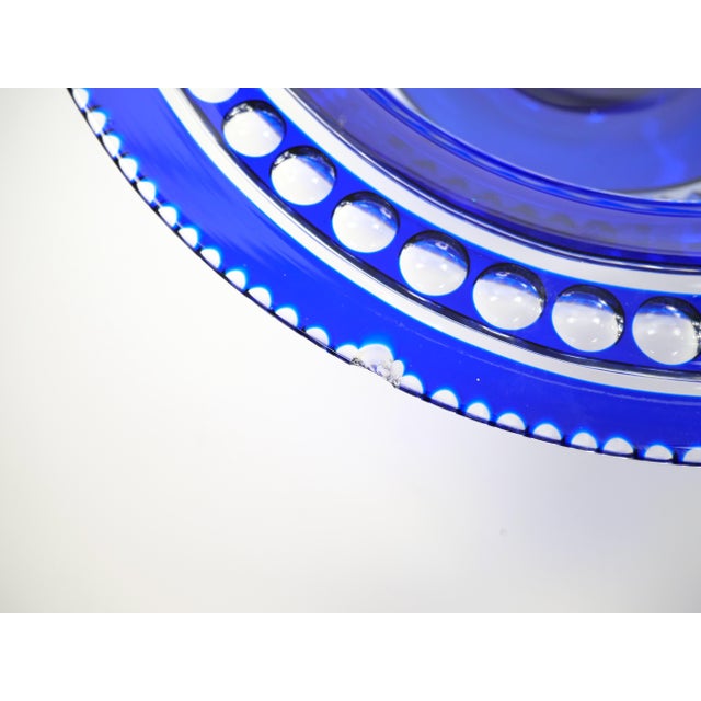 Mid-Century Modern Val Saint Lambert Cobalt Blue Diamond-Cut Crystal Centerpiece For Sale - Image 9 of 12