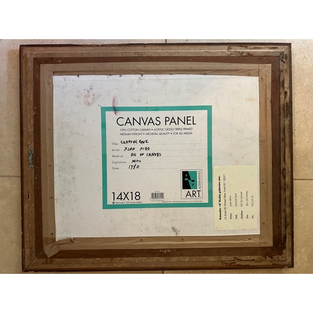 "Central Park", Original Oil on Canvas, Joan Miro, 1980 For Sale - Image 9 of 14