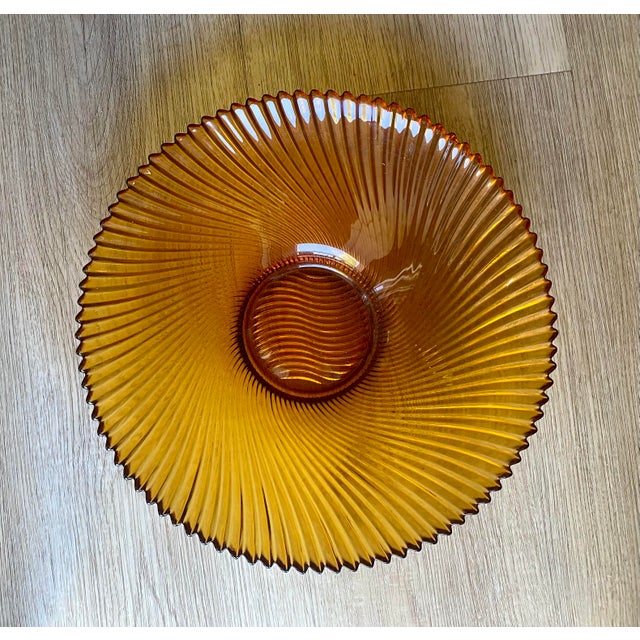 Mid 20th Century Vintage Mid-Century Modern Amber Glass Bowls- Set of Two For Sale - Image 5 of 5