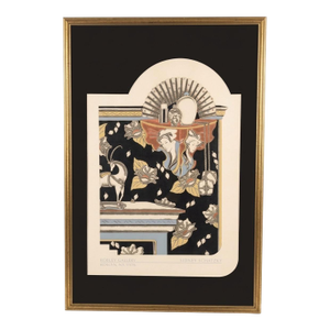 Large Scale Sidney Schatzky Art Deco Revival Chinoiserie Print With Custom Pagoda Mat – Framed 26” × 38” Palm Beach Chic - See Inspiration Pics!