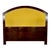 Vintage Mahogany Headboard With Light Yellow Upholstery For Sale