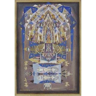 Shmuel Ackerman, Mandala Judaica Post Soviet Russian Avant Garde Israeli Leviathan Group Painting, 1976 For Sale