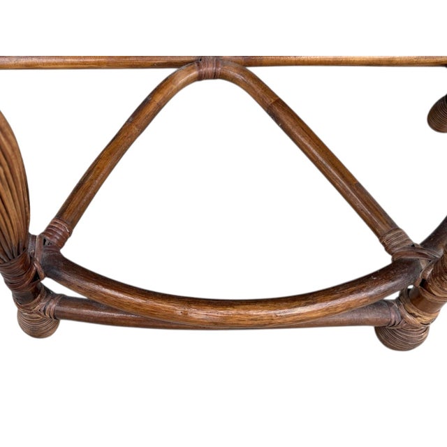 1970's Demilune Bamboo and Rattan Hall Table For Sale - Image 4 of 6