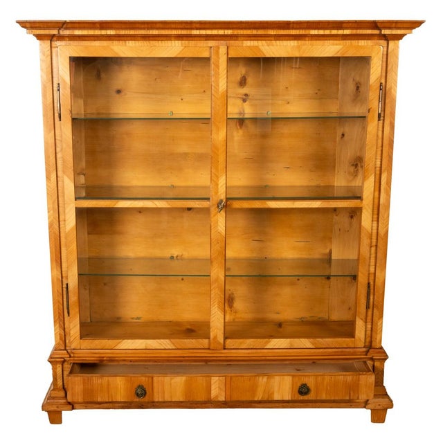 Antique Austrian Cherry Wood Biedermeier Display Library Cabinet Bookcase 1840 For Sale - Image 10 of 12