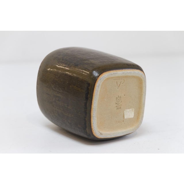 Green Danish Green Stoneware Vase by Valdemar Petersen for Bing & Grondahl, 1950s For Sale - Image 8 of 18