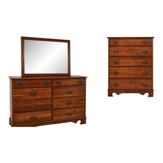 Vintage Dresser/Mirror & Chest (Kincaid) Solid Wood Bedroom Furniture (1962) For Sale