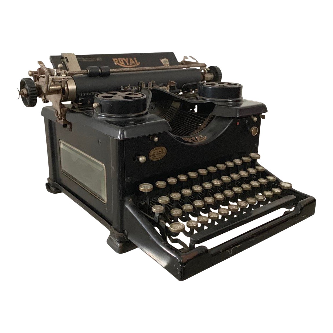 Antique Royal No. 10 Typewriter With Single Glass Panels (C. 1920s