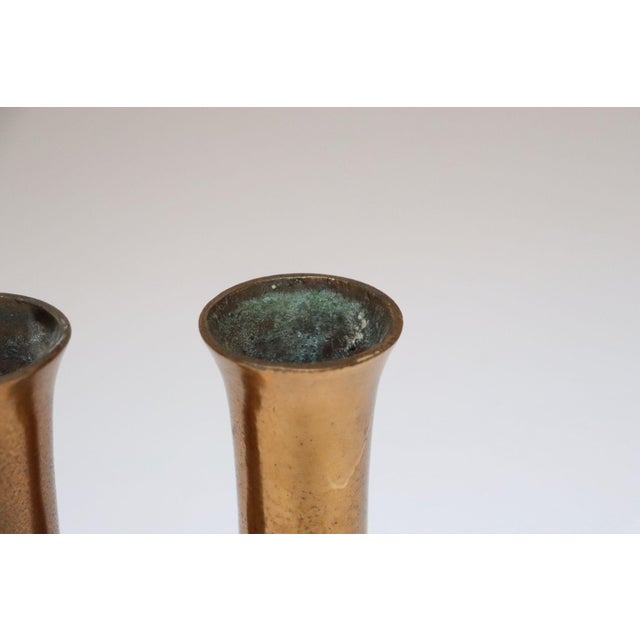Pair of Vintage Arts and Crafts Style Copper Goblets / Bud Vases For Sale - Image 10 of 12