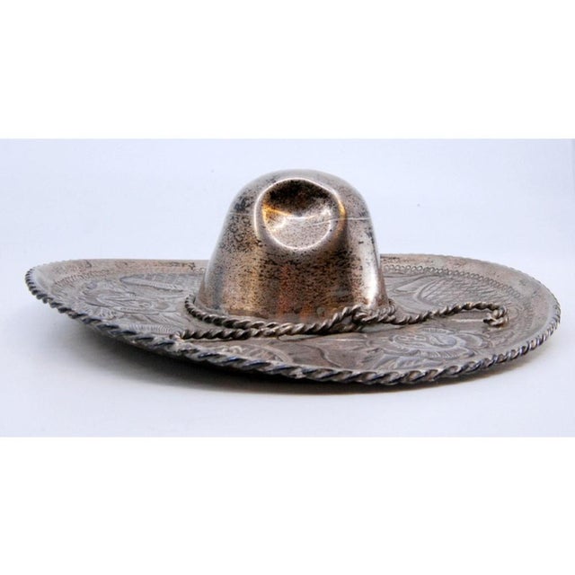 Silver Mexican Hat in Silver with Corded Application and Relief Engravings For Sale - Image 8 of 9