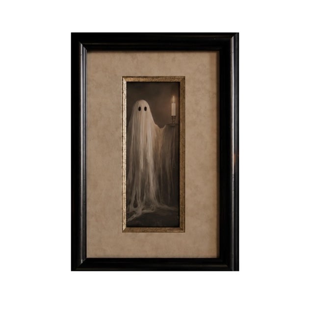Gothic Pair of Framed Ghost With Candles Portrait Prints | Gothic Halloween Wall Art For Sale - Image 3 of 9