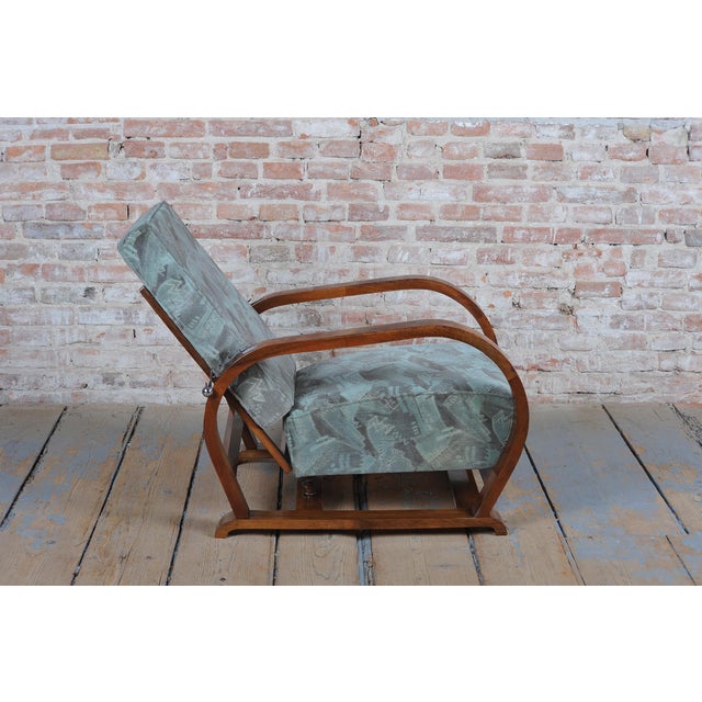Czech Art Deco Reclining Armchair in Walnut and Chrome, 1930s For Sale - Image 16 of 18