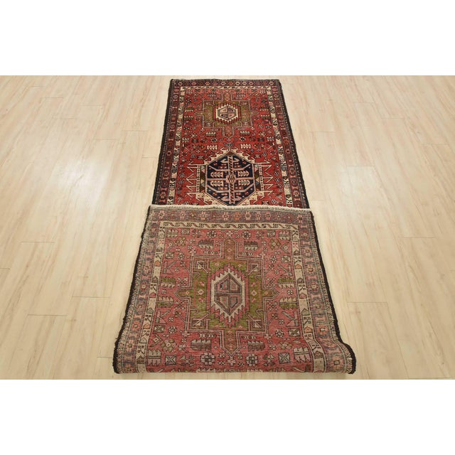 Karajeh Runner 3’2” X 10’2” Red Wool Semi-Antique Tribal Hand-Knotted Rug For Sale - Image 14 of 15