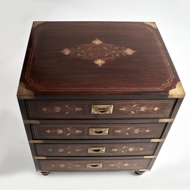 Vintage Pair of Anglo Indian Campaign Style Inlaid Rosewood Stands For Sale - Image 12 of 16