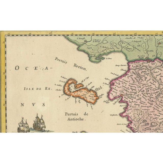 Map of Saintonge and Aunis with Cognac and Rochefort, France, 1665 For Sale - Image 5 of 10