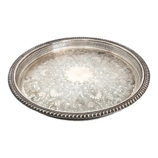 1930s English Silver Plated Gallery Tray For Sale