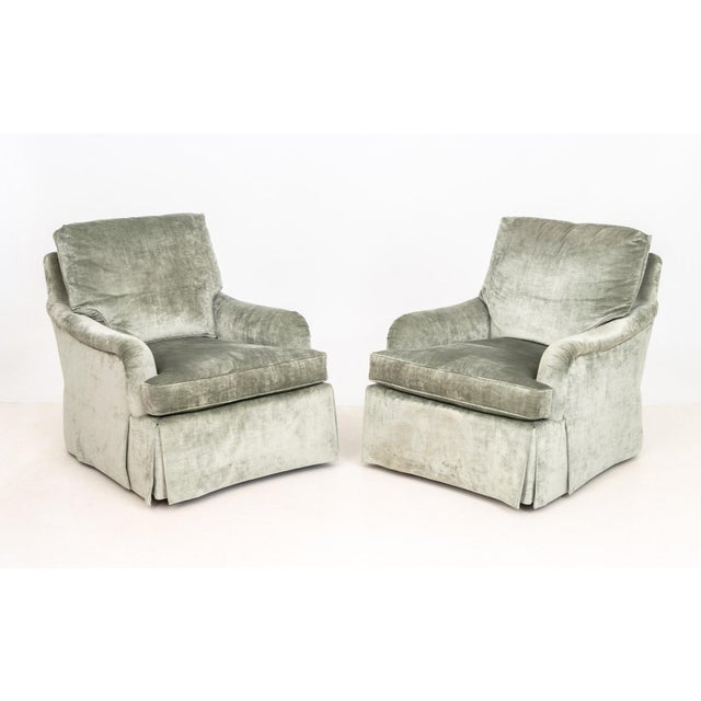 Textile Baker Gray Velvet Upholstered Chairs and Ottoman For Sale - Image 7 of 12