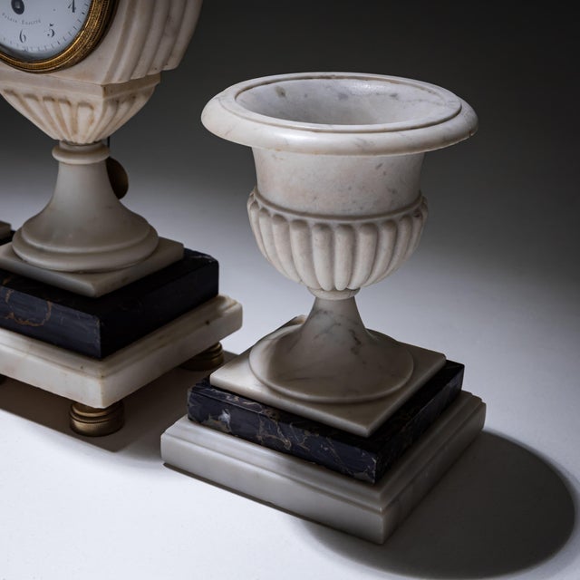 Marble Mantel Clock with Matching Vases, 1830, Set of 3 For Sale - Image 6 of 8