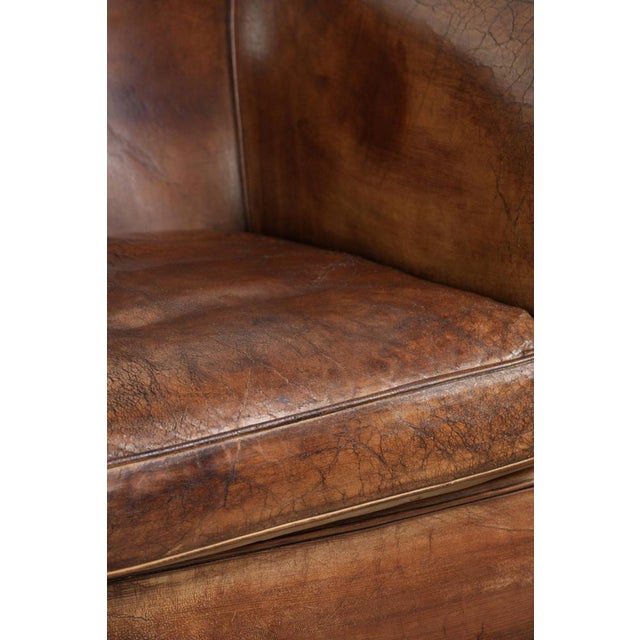 Vintage Club Chair in Sheepskin Leather For Sale - Image 11 of 14