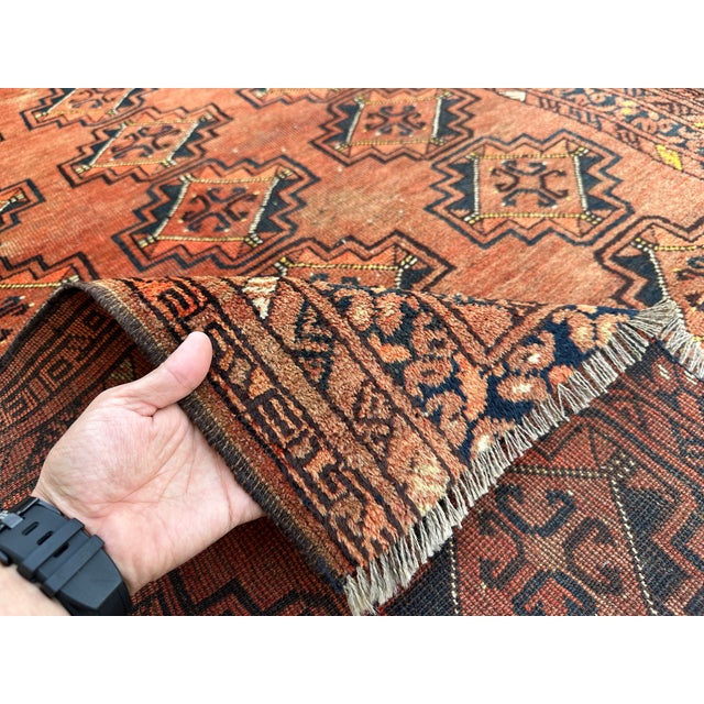 Rust Jowal Gul Hand-Knotted Wool Rug - 6'3" X 3'11" For Sale - Image 9 of 11