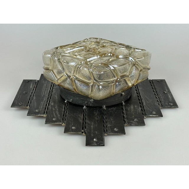 Brutalist Wall Lamp Iron & Glass Wall Lamp, 1970s For Sale - Image 11 of 18