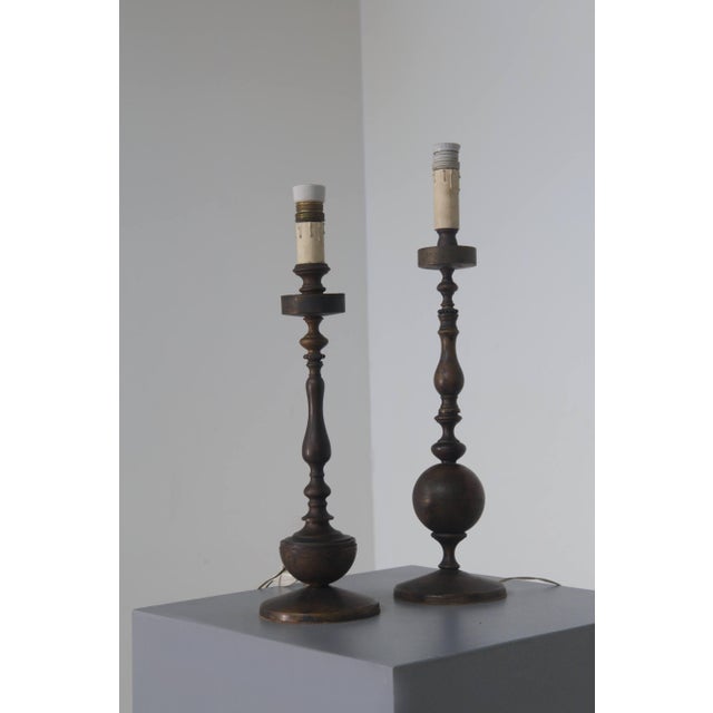 Vintage Art Deco Italian Bronze Candlesticks Table Lamps, 1930, Set of 2 For Sale - Image 13 of 13
