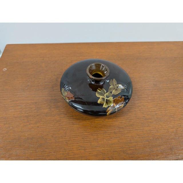 Antique Louwelsa Weller Art Pottery Squat Vase With Flowers For Sale In Washington DC - Image 6 of 7