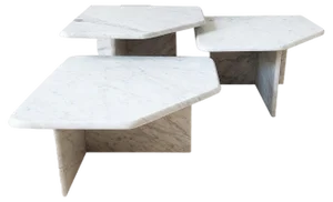 Vintage Carrara Marble Coffee Tables, 1970s, Set of 3