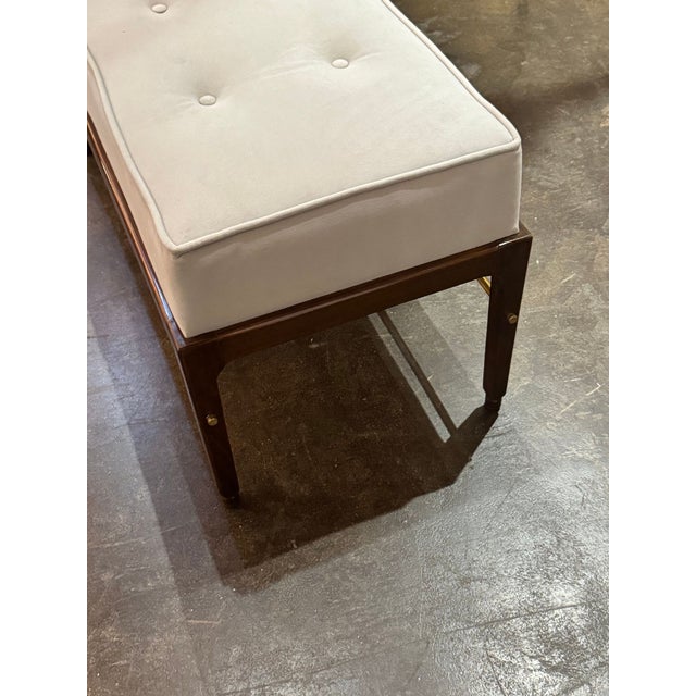Brown MCM Design Mahogany and Brass Bench For Sale - Image 8 of 9