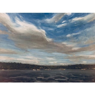 Mid-Afternoon by Jim Beckner | Oil Painting of a cloudy sky over a body of water For Sale