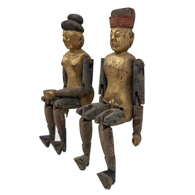 Early 20th Century Antique Chinese Gilt Carved Camphor Wood Adult Toys For Sale - Image 10 of 13