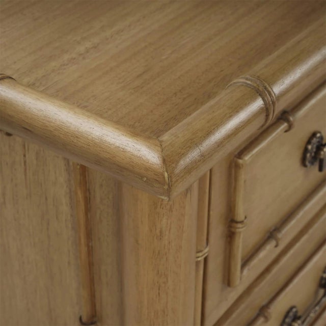 Brown Faux Bamboo Three Drawer Chest For Sale - Image 8 of 11