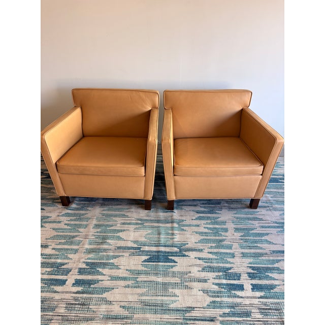 Authentic Mies Van Der Rohe for Knoll Leather Lounge Chairs – Pair (Circa 2009) For Sale - Image 9 of 11