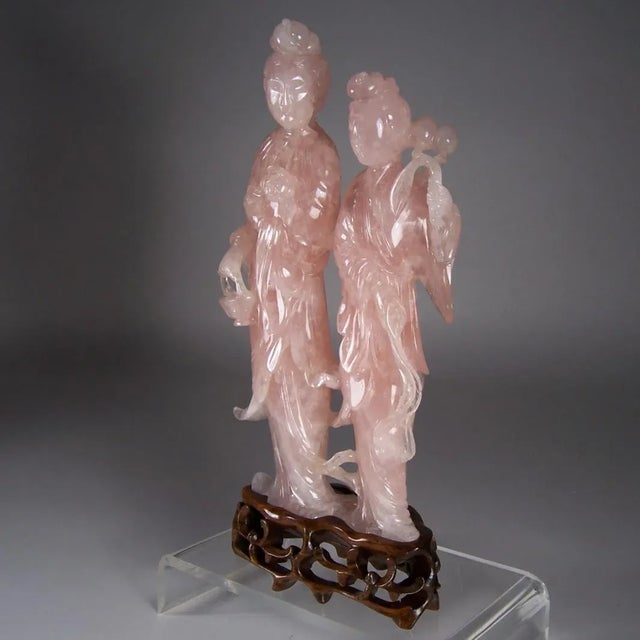 Early Republic Period rose quartz carving of 2 beauties. Made of one piece, it is difficult to find a double figure rose...