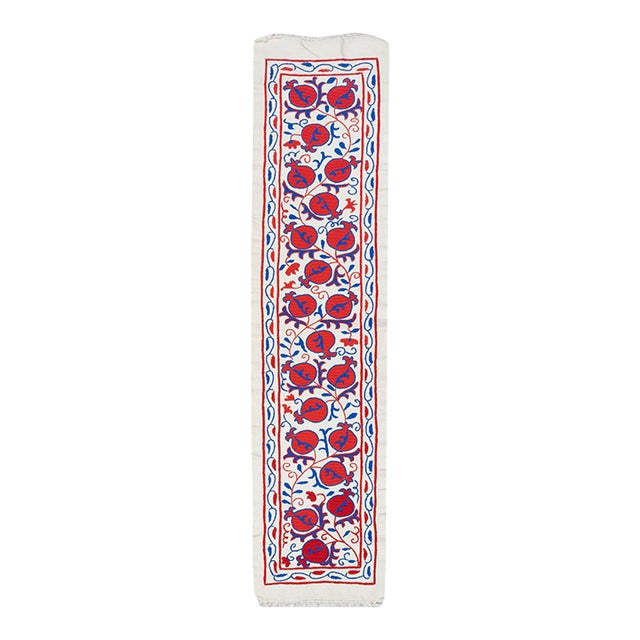 12x50 in Embroidered Cotton Wall Hanging. Pomegranate Tree Design Table Runner For Sale