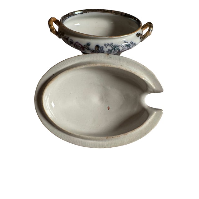 Hammersley Antique Attributed to Hammersley Chinoiserie "The Tea" Covered Small Tureen With Base For Sale - Image 4 of 10