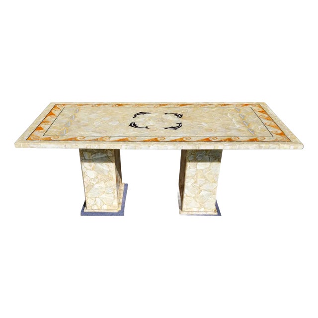 Maitland Smith Style Semi Precious Stone Dining Table For Sale