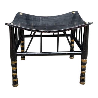 Gold/Black Wood Concave Square Footstool / Ottoman For Sale