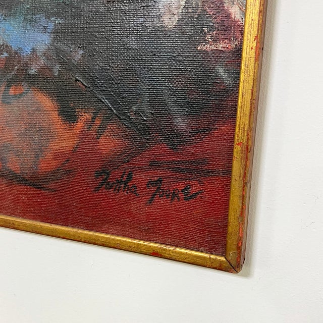 Red C. 1960s Martha Moore Modernist Expressionist Oil For Sale - Image 8 of 10