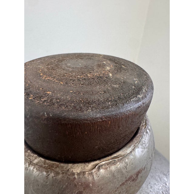 Pair of Large Vintage Indian Tin and Brass Water Vessels With Wooden Cork Stoppers For Sale - Image 10 of 11