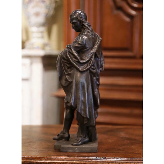 19th Century Patinated Spelter Figure of French Philosopher Blaise Pascal For Sale - Image 9 of 13