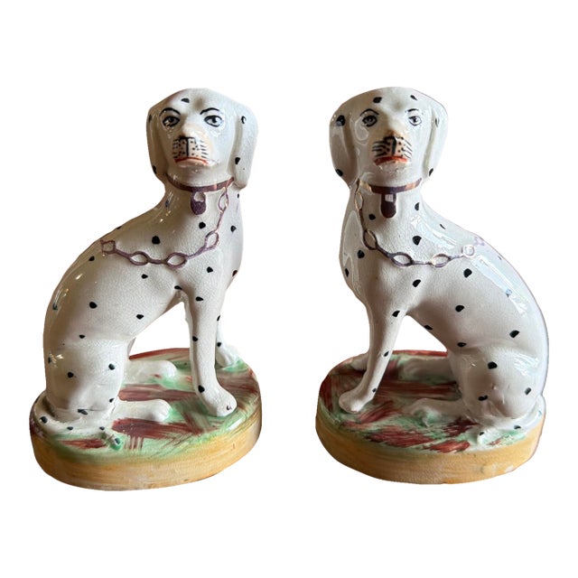 A Very Nice Pair of Antique Staffordshire Dalmatian Figures, Circa 1870 For Sale
