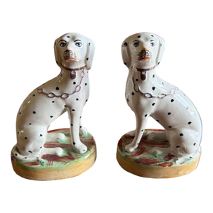 A Very Nice Pair of Antique Staffordshire Dalmatian Figures, Circa 1870