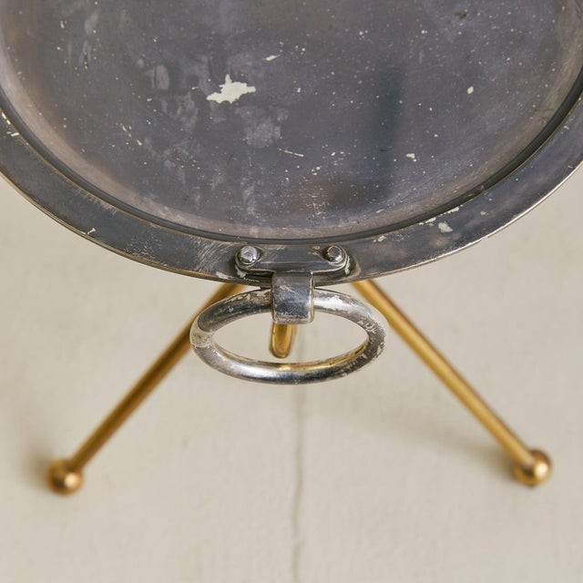 Spanish Brass + Silverplate Tripod Tray Table, 1960s For Sale In Chicago - Image 6 of 9
