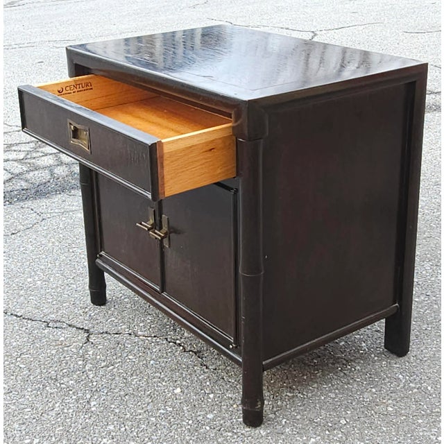 Wood 20th C. Century Furniture Chin Hua Collection Ebonized Mahogany Bedside Table For Sale - Image 7 of 11