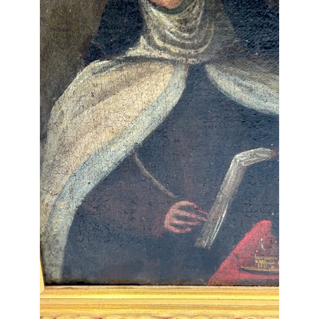 Textile Late 19th-Century Spanish Colonial School Painting Portrait of Saint Teresa of Ávila For Sale - Image 7 of 18