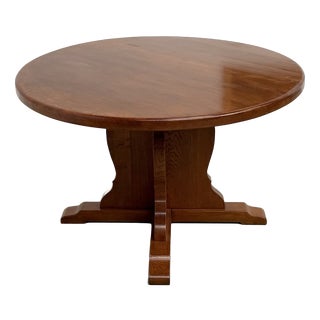 Brutalist Round Table in Oak, 1960s For Sale